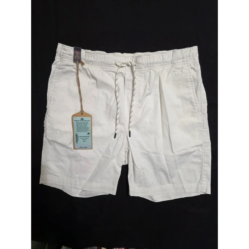 Faherty Men S White Essential Drawstring Shorts 6.5 Inch Inseam NWT! Sustainable